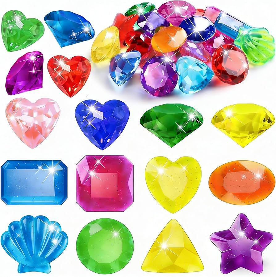 MARFOREVER 30 Pcs Large Diving Gems Pool Toys, Colorful Acrylic Diamond Pool Gems Pirate Treasure... | Amazon (US)