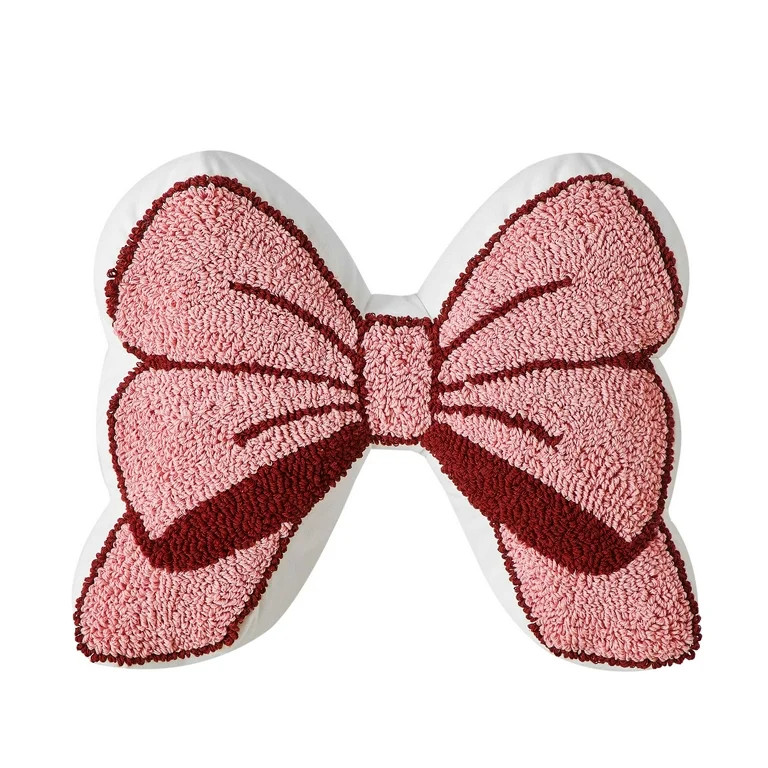 Mainstays 16" x 13" Shaped Decorative Throw Pillow Pink Bow Pillow for Teens/Adults | Walmart (US)