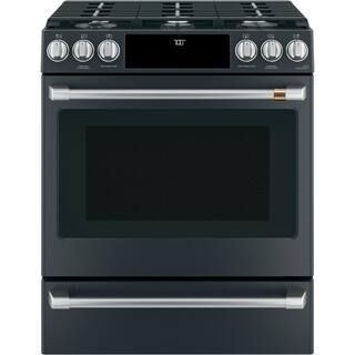 Cafe 30 in. 5.6 cu. ft. Smart Slide-In Gas Range in Matte Black with True Convection, Air Fry CGS... | The Home Depot