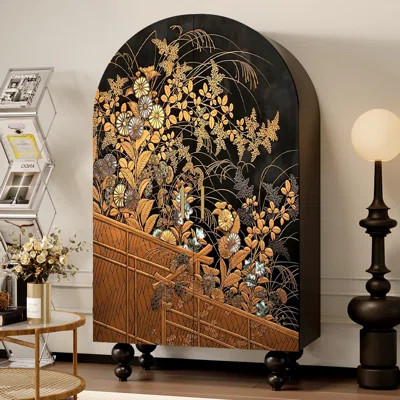 Arched Armoire Cabinet with Shelves & Art Doors | Wayfair North America