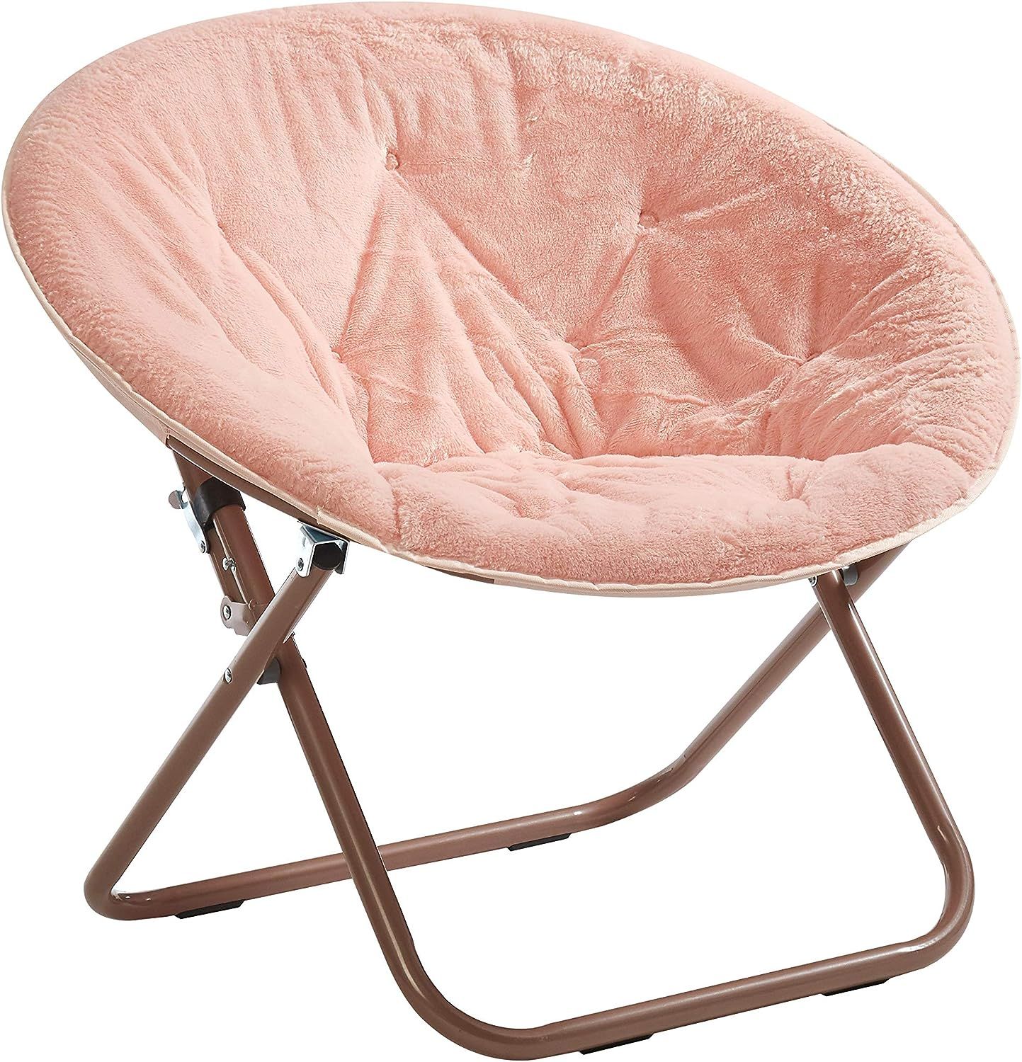 Urban Shop Faux Fur Saucer Chair with Metal Frame, One Size, Blush | Amazon (US)