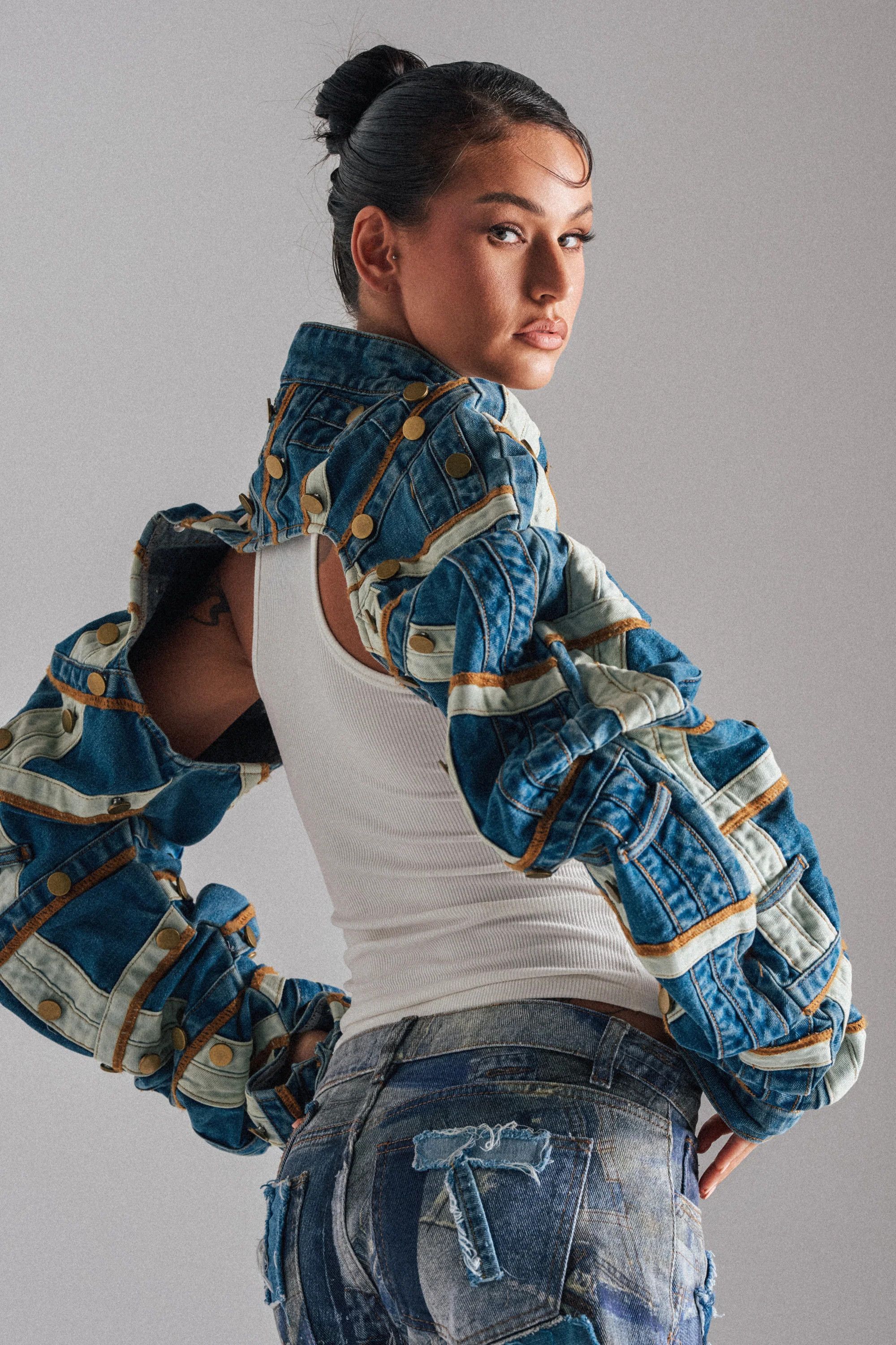 STACKED UP DENIM BOLERO | AKIRA