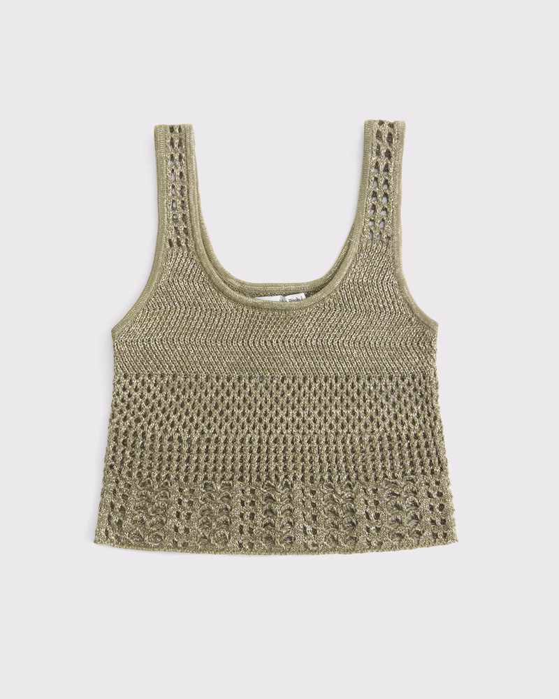 Abercrombie & Fitch Women's Open-Stitch Lurex Sweater Tank in Olive - Size L | Abercrombie & Fitch (US)
