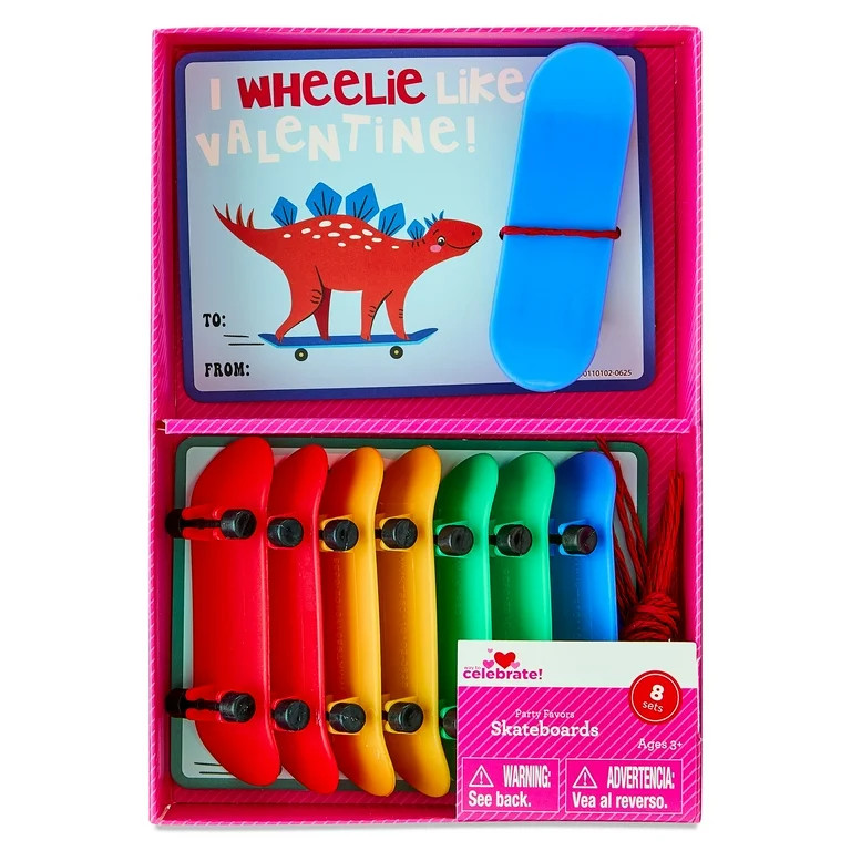 Skateboard Party Favors, Multicolor, 8 Count, Valentine's Day by Way To Celebrate | Walmart (US)