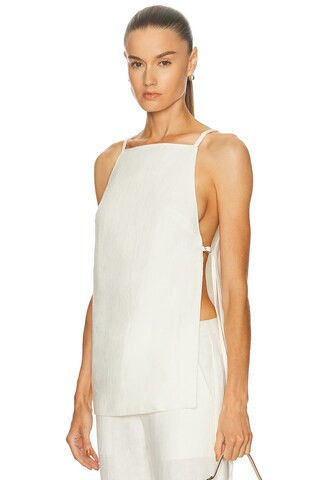St. Agni Belted Side Detail Top in Ivory | FWRD 