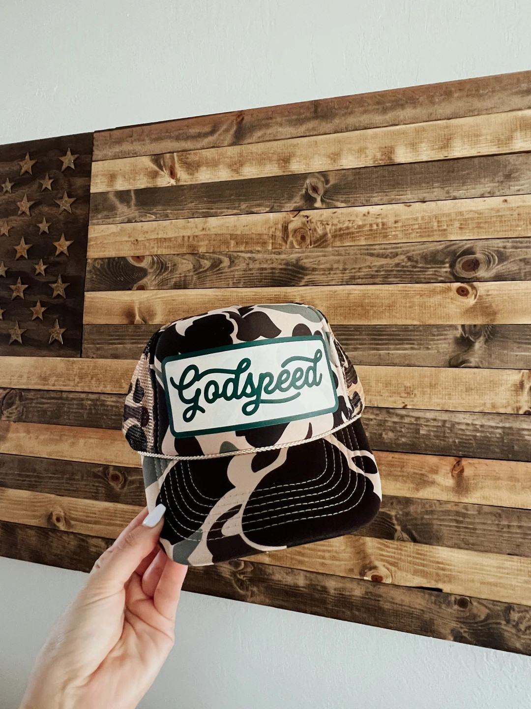 Godspeed Brown Camo Trucker Hat - Etsy | Etsy (US)