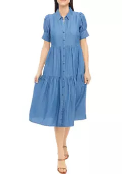Women's Short Sleeve Midi Shirtdress | Belk
