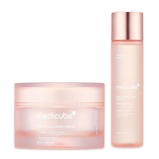 medicube Triple Collagen Prep and Glow Duo: Triple Collagen Cream and Triple Collagen Toner | Hya... | Amazon (US)