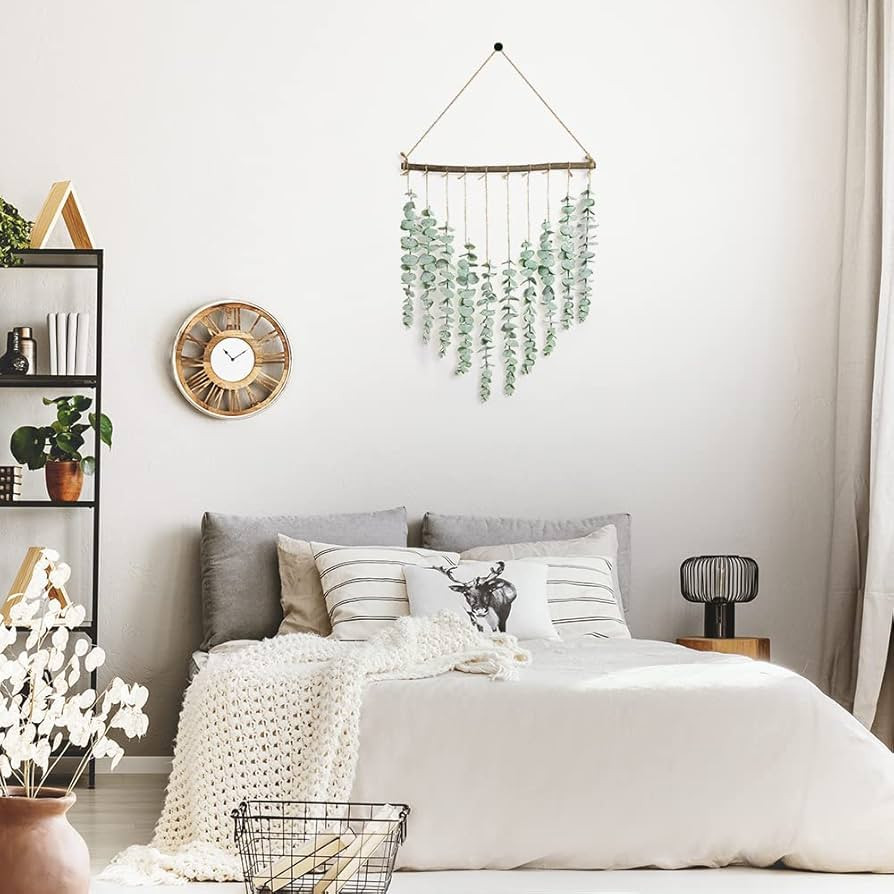 ?【BOHO BATHROOM DECOR】 Eucalyptus leaf wall decor is perfect for adding a bohemian or farm... | Amazon (US)