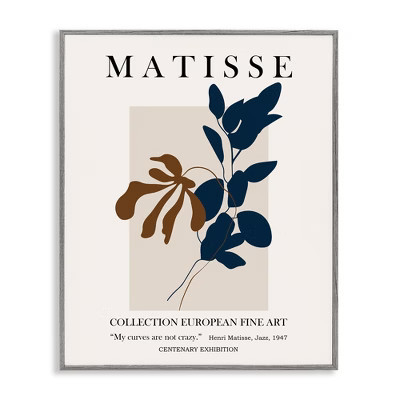 Stupell Industries Bold Modern Botanicals Leaf Silhouettes Matisse Text Framed Giclee Art, Gray, 24" x 30" | Target