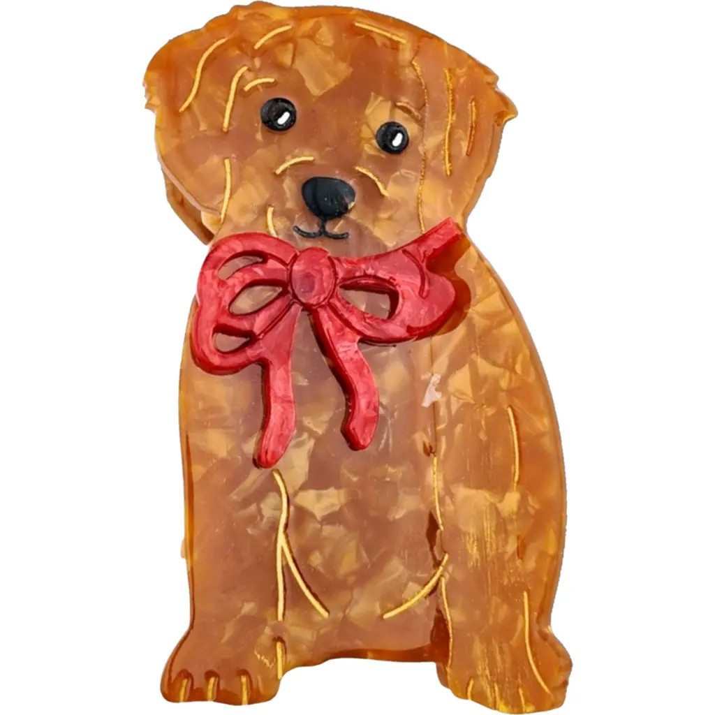 Solar Eclipse Hand Painted Bow Puppy Claw Clip in Brown at Nordstrom | Nordstrom