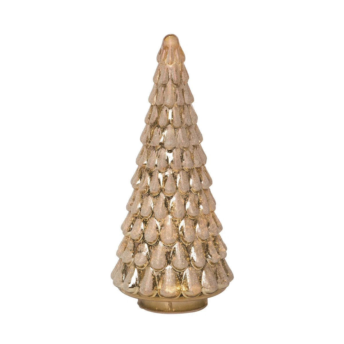 Glass 12.8 in. Gold Christmas Light Up Gold Tree | Wayfair North America