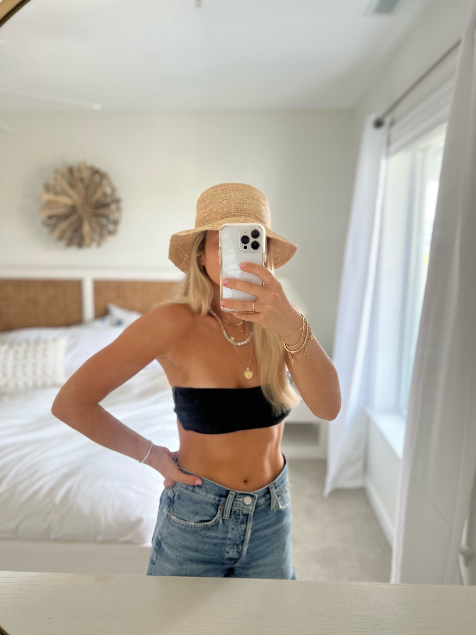 Beach outfit — fave denim shorts & hat! 

#LTKswim #LTKSeasonal #LTKunder100