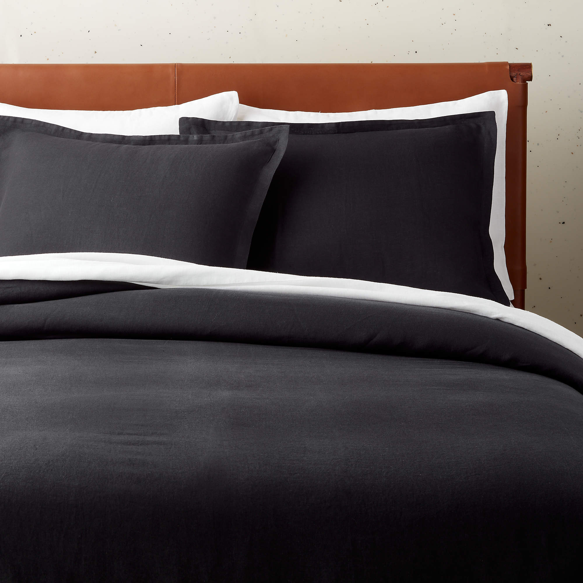 Classic EUROPEAN FLAX-Certified Linen Black King Duvet + Reviews | CB2 | CB2