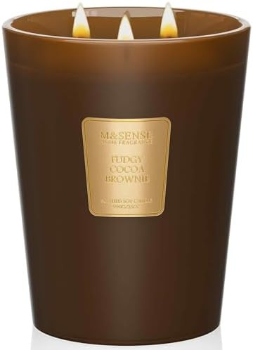 M&SENSE Fudgy Cocoa Brownie Soy Candle, 35oz 3-Wick, Sweet Party Gift | 150H Long Burn, Non-Toxic... | Amazon (US)