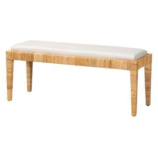 Sofia Natural Rattan Bench (20.1 in. H x 48 in. W x 15.7 in. D) | The Home Depot