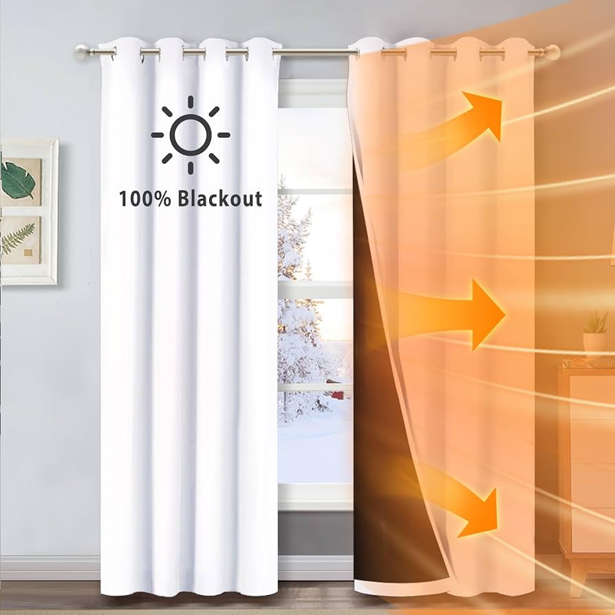 NICETOWN 100% Blackout Window Curtain Panels, Cold and Full Light Blocking Drapes with Black Line... | Amazon (US)