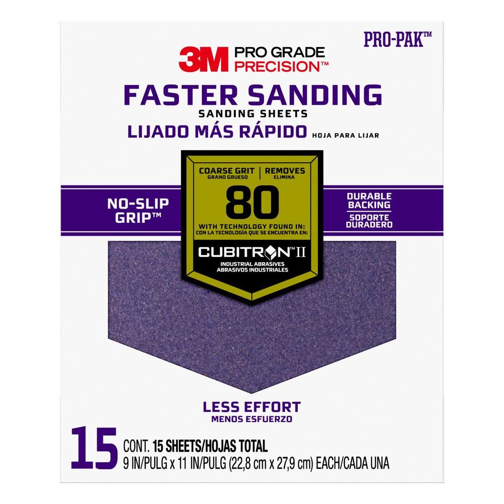 Pro Grade Precision 9 in. x 11 in. 120 Grit Medium Faster Sanding Sanding Sheets (15-Pack) | The Home Depot