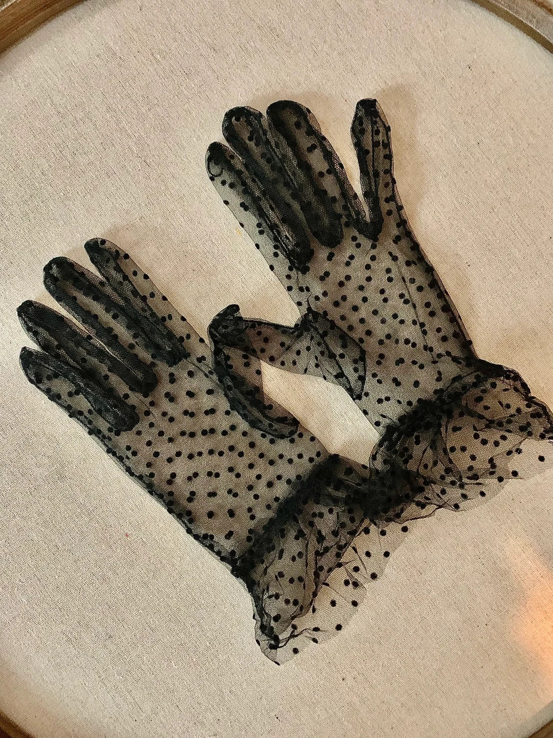 Sheer Black Gloves With Black Polka Dots. Weddings Gifts Styling Crafts Costumes Props Photograph... | Etsy (Global)