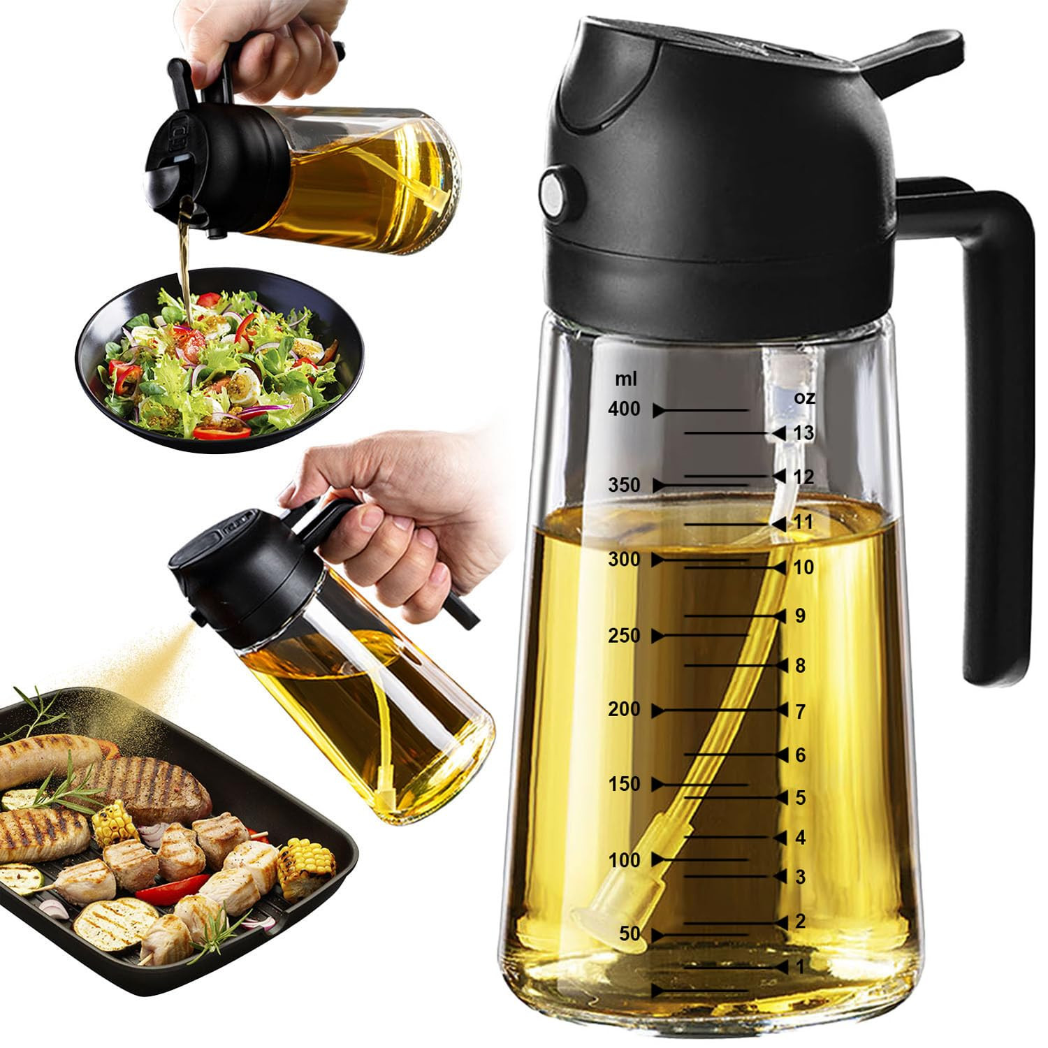 TrendPlain 16oz/470ml Glass Olive Oil Sprayer for Cooking – 2 in 1 Olive Oil Dispenser Bottle f... | Amazon (US)