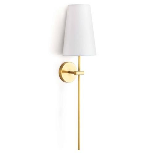 Open Box Regina Andrew Toni Regency Natural Brass White Shade Wall Sconce | Kathy Kuo Home