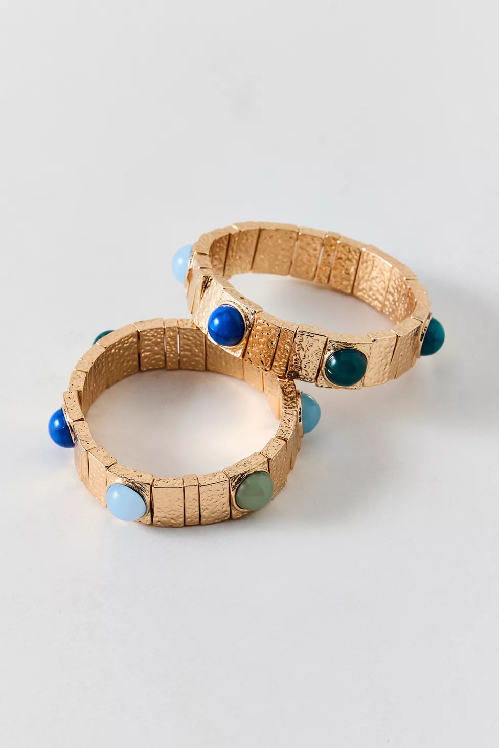 Stone Inset Chunky Tile Beaded Stretch Bracelet Set | Urban Outfitters (US and RoW)