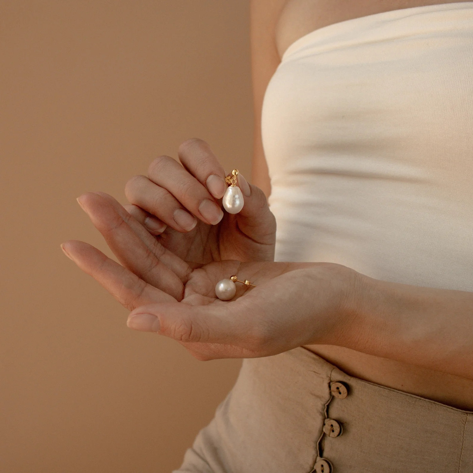 Baroque Drop Pearl Stud Earrings | Caitlyn Minimalist | Caitlyn Minimalist