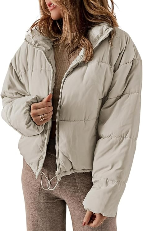 Dokotoo Womens Winter Quilted Jackets Long Sleeve Full Zip Puffer Jacket Coats with Pockets | Amazon (US)