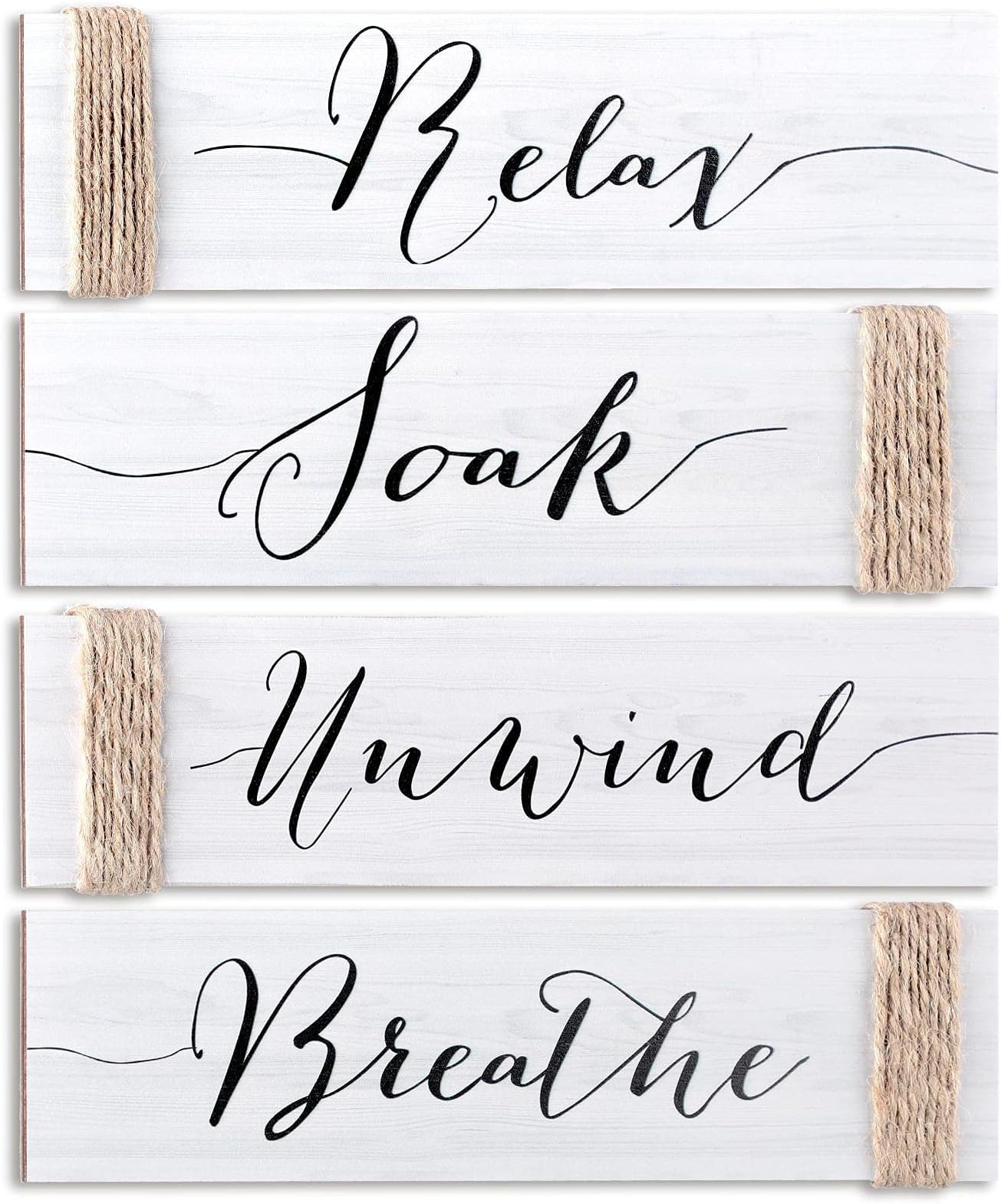 Jetec 4 Pieces Farmhouse Bathroom Decor Wooden Wall Sign Relax Soak Unwind Breathe Rustic Sign Funny | Amazon (US)