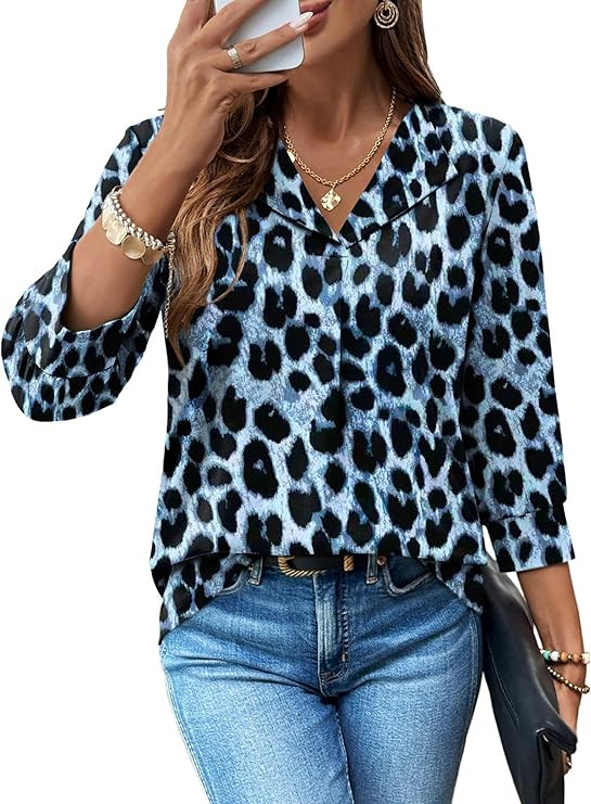 WIHOLL 3/4 Length Sleeve Womens Tops Dressy Casual Blouses Summer Spring Trendy Business Outfits ... | Amazon (US)