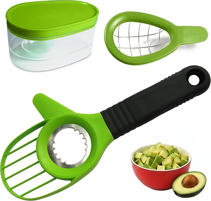 Avocado Slicer 3 Piece Set - Avocado Slicer Tool, Cutter, Knife, Peeler, Pitter, Cuber, Dicer & A... | Amazon (US)