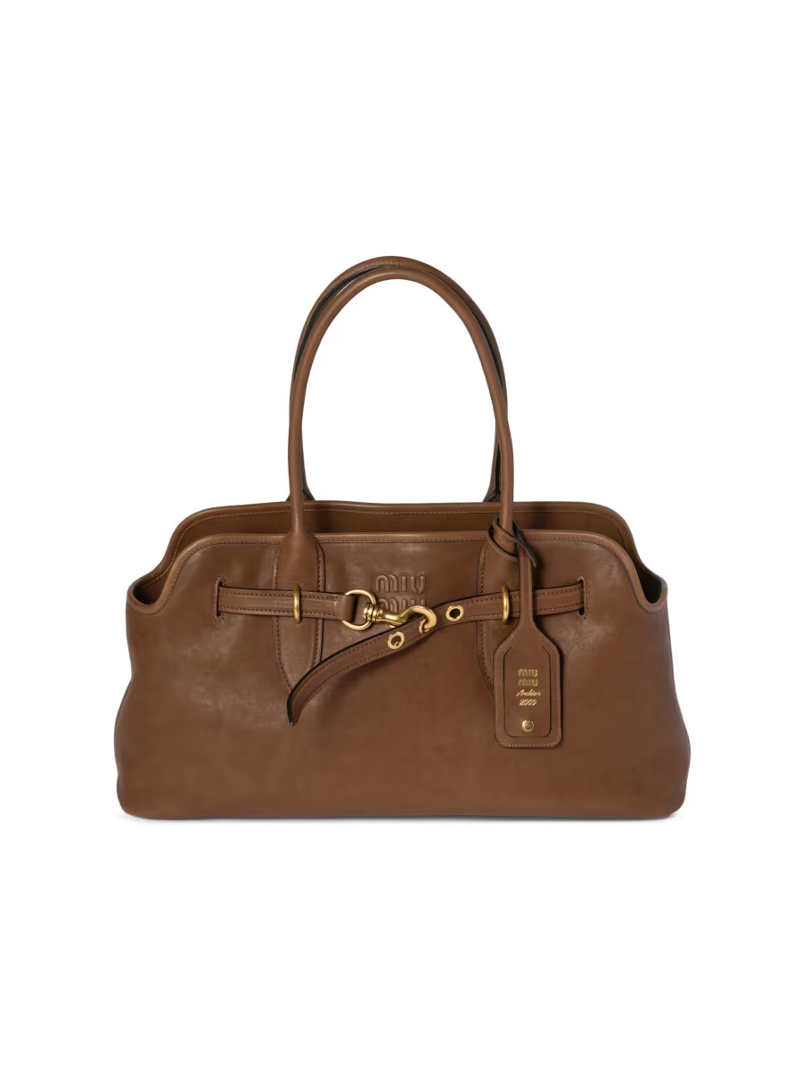 Miu Miu Aventure Nappa Leather Shoulder Bag | Saks Fifth Avenue | Saks Fifth Avenue