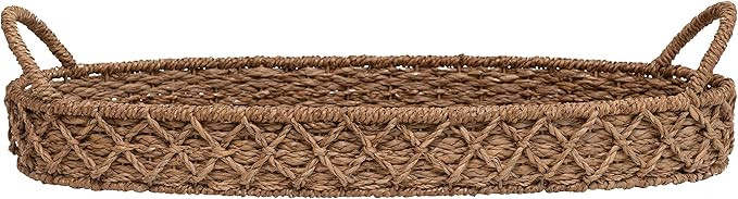 Creative Co-Op Decorative Oval Woven Seagrass Tray with Handles | Amazon (US)