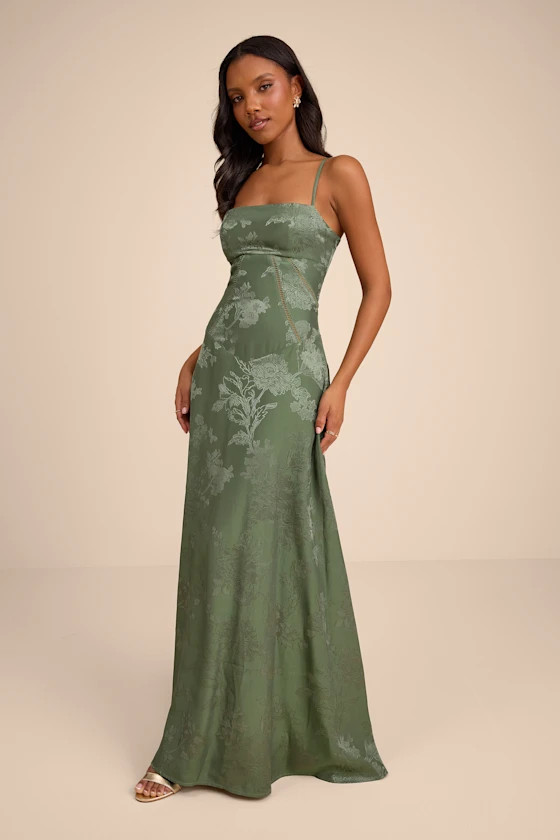 Elin Sage Floral Jacquard Lace-Up Maxi Dress | Lulus