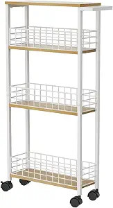 Slim Storage Cart for Small Spaces, 4 Tier Mobile Rolling Cart with Wheels Slide Out Storage Util... | Amazon (US)