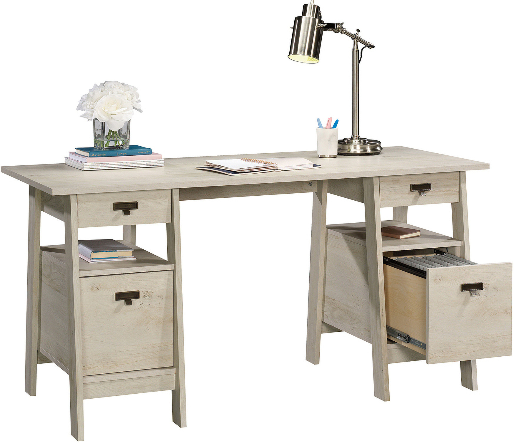 Trestle Executive Desk In Chalked Chestnut | 1stopbedrooms