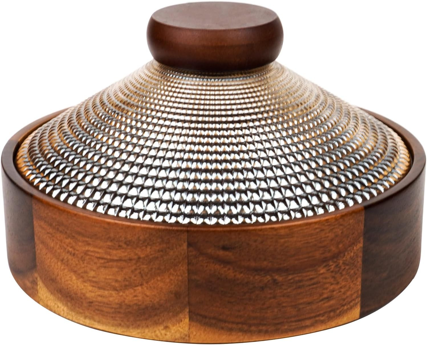 Wooden Snack Box with Glass Lid, 4-Compartment Serving Tray for Nuts, Candy, Dried Fruits, Multip... | Amazon (US)