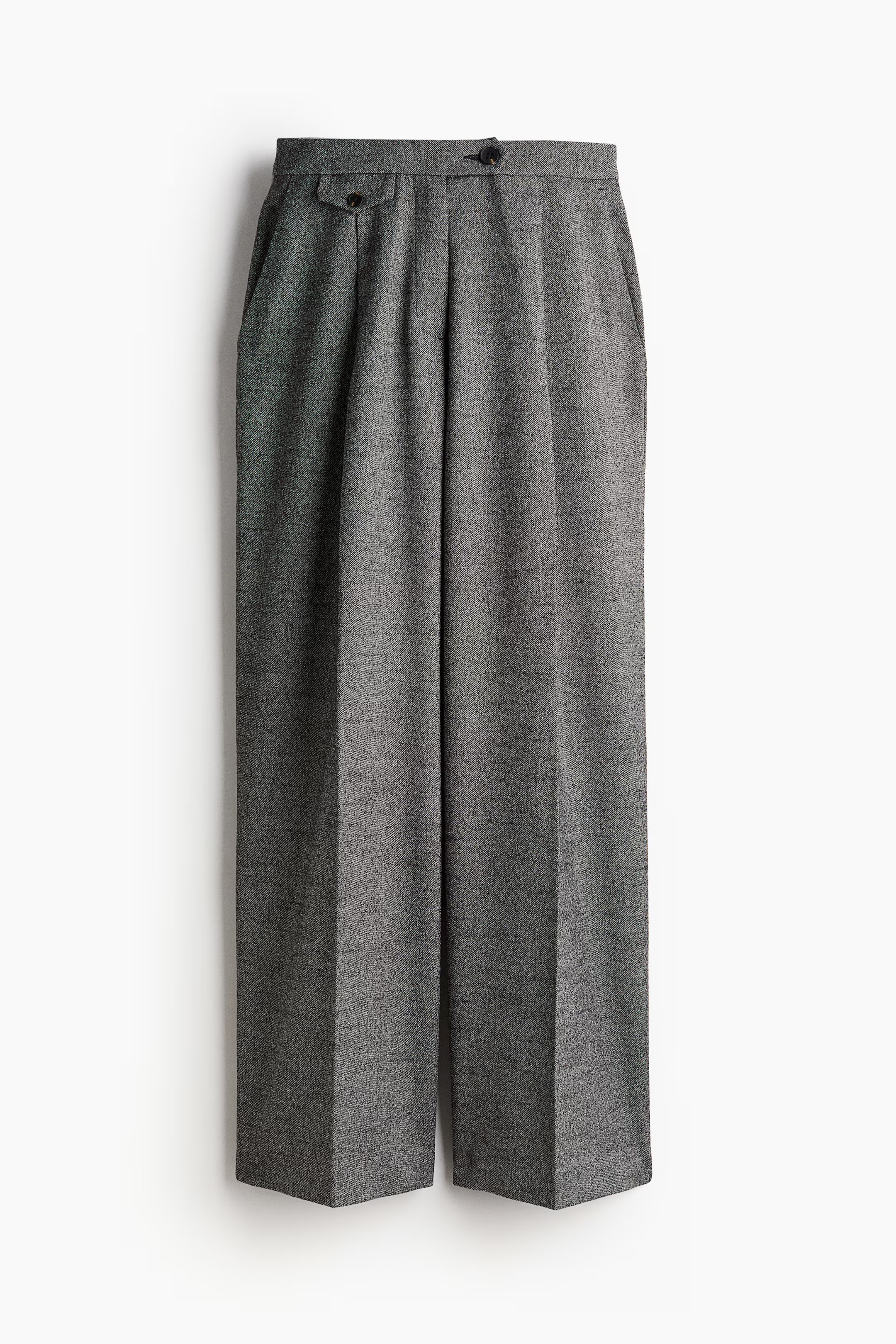 Crease-leg trousers - High waist - Long - Dark grey marl - Ladies | H&M GB | H&M (UK, MY, IN, SG, PH, TW, HK)