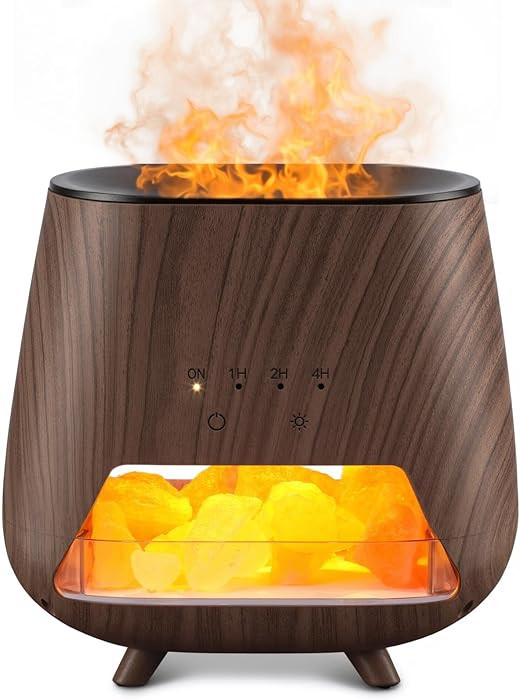 Essential Oil Diffuser for Home: 200ml Wood Grain Aromatherapy Diffuser with Himalayan Pink Salt ... | Amazon (US)
