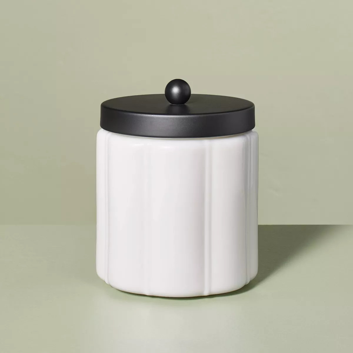 Small Milk Glass Bath Canister with Metal Lid Black Finish - Hearth & Hand™ with Magnolia: Farm... | Target