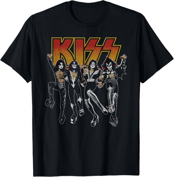 KISS Unisex Adult Slim Fit Black Cartoon T-Shirt | Amazon (US)