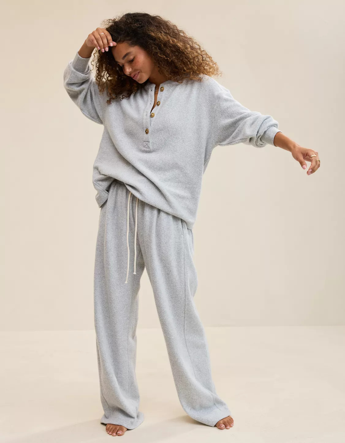 Aerie Sherpa Henley Sweatshirt | Aerie