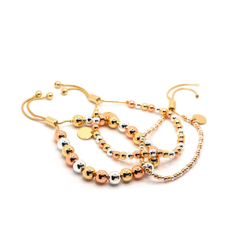 Tri Tone Beaded Adjustable Bracelets | The Sis Kiss