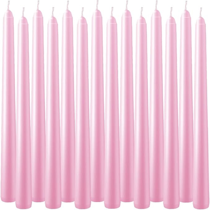 Set of 14 Pink Unscented Dripless Taper Candles- Clean Burning Smokeless Dinner Candles for Weddi... | Amazon (US)