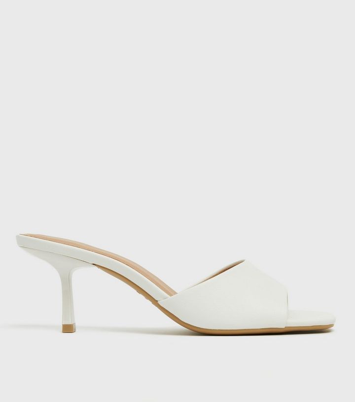 White Leather-Look Square Toe Kitten Heel Mules
						
						Add to Saved Items
						Remove from... | New Look (UK)