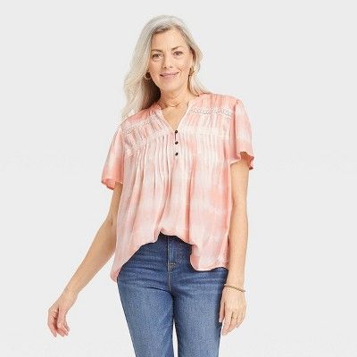 Women's Short Sleeve V-Neck Henley T-Shirt - Knox Rose™ | Target