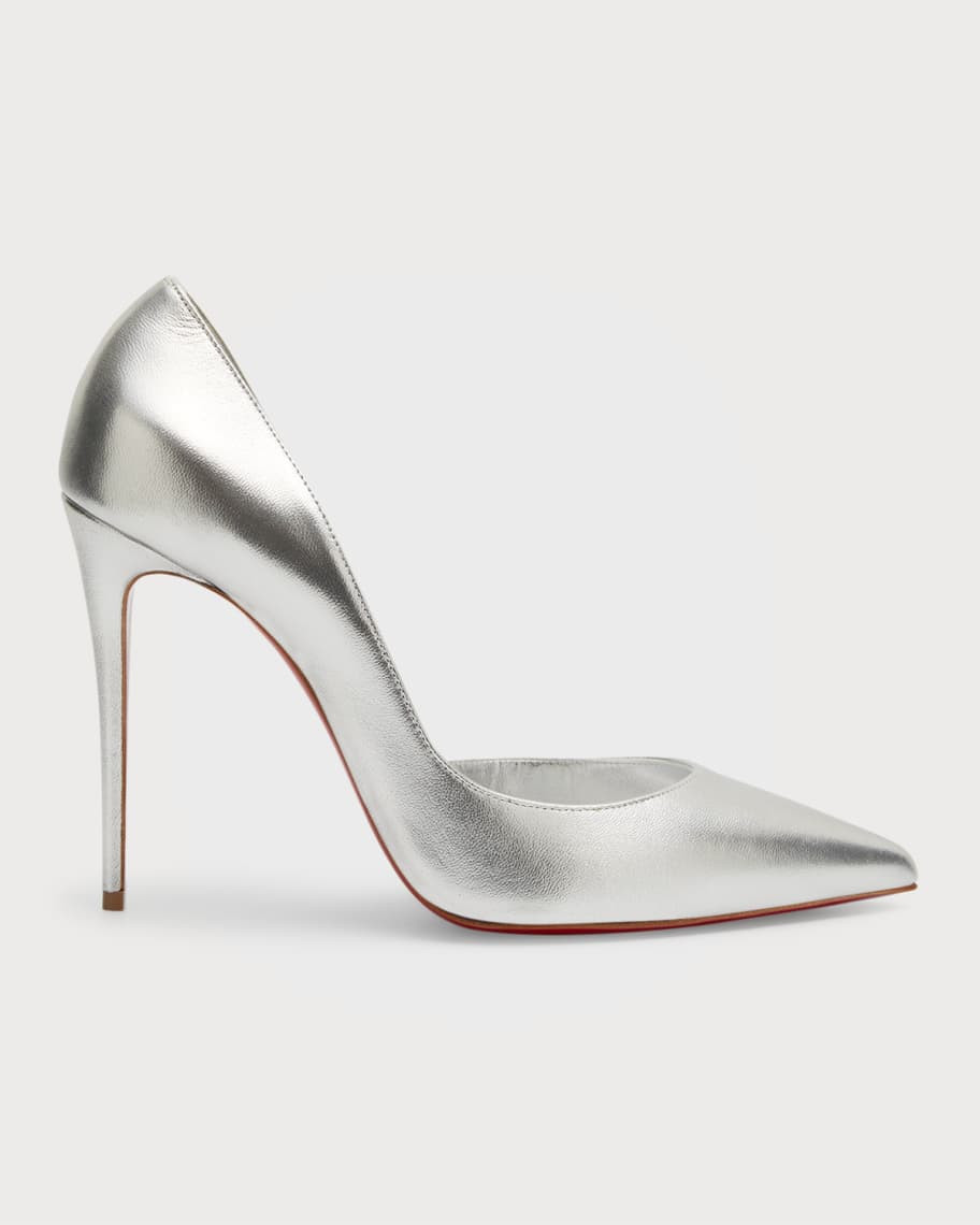Christian Louboutin Iriza Metallic Half-d'Orsay Red Sole Pumps | Neiman Marcus