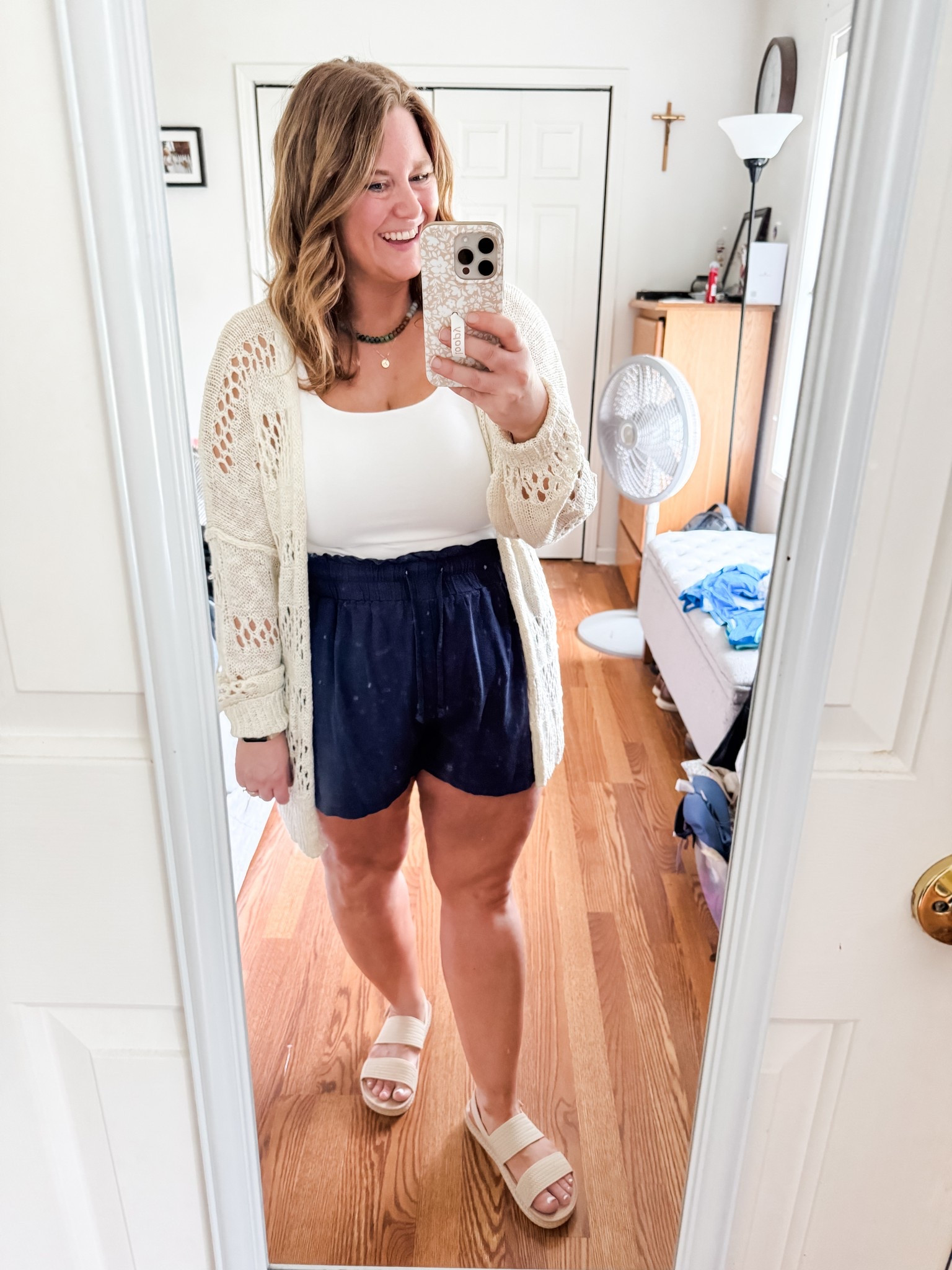 Wearing a large in my crochet cardigan, a large in my tank, and an XXL in my shorts (I’d size up one!). My reef sandals are great because they’re waterproof and so comfy! 

#LTKPetite #LTKSeasonal #LTKMidsize