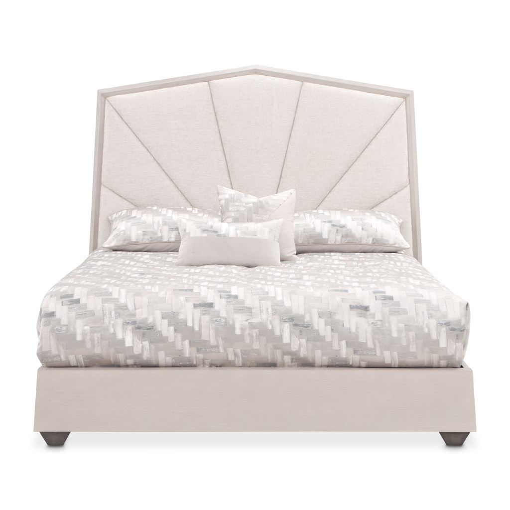 Fantosini King Tufted Panel Bed In Silver Mist and Cappuccino | 1stopbedrooms