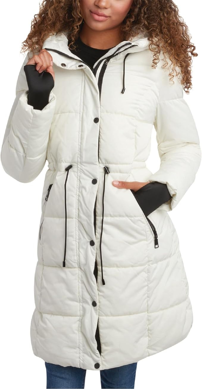 Steve Madden Womens Long Puffer Coat - Insulated Hooded Quilted Parka Puffer Jacket - Warm Winter... | Amazon (US)